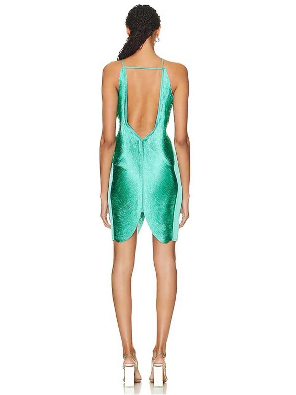 Cult Gaia Turquoise green Mara silk fringe mini dress in XS - Picture 5 of 10